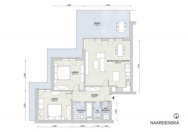 Pronájem byt 3+kk - Naardenská, Praha 6 - Liboc, 96 m² - 5