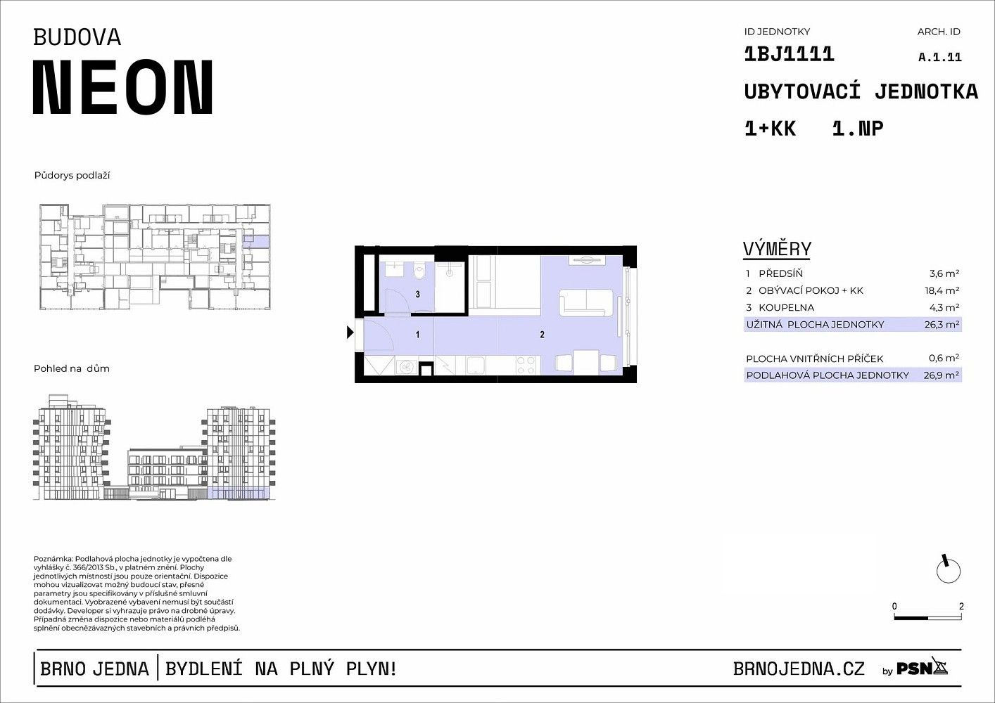 1+kk, Brno - Zábrdovice, okres Brno-město, Jihomoravský kraj, 26 m² - 2