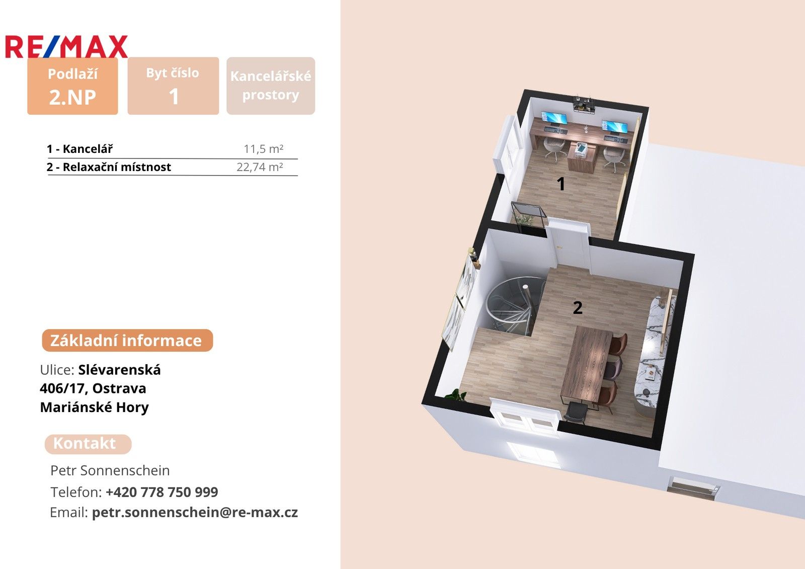 Pronájem kancelář - Slévárenská, Ostrava, 188 m²