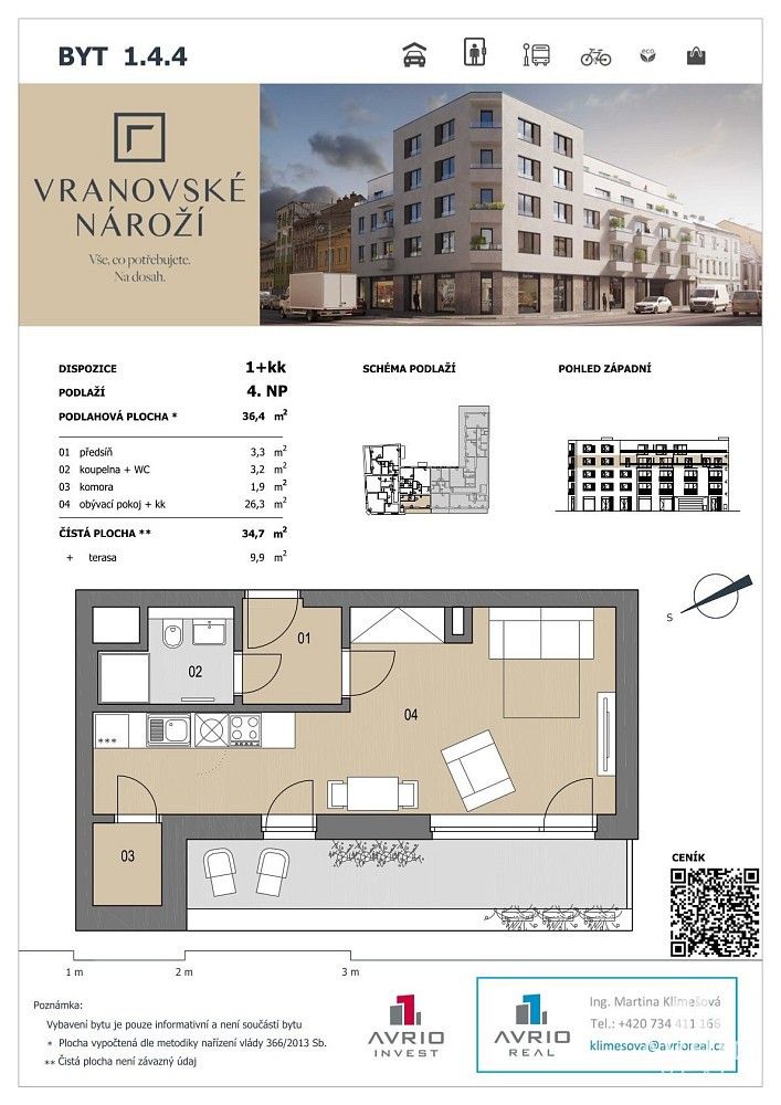 1+kk, Brno - Husovice, okres Brno-město, Jihomoravský kraj, 35 m² - 2