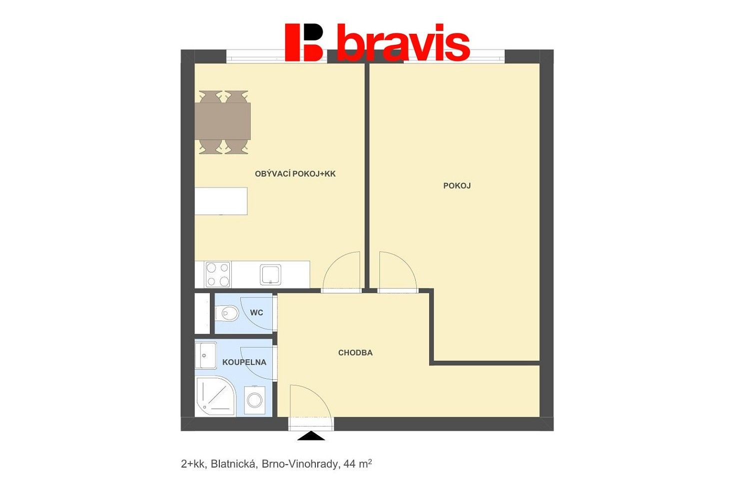 Pronájem byt 2+kk - Brno - Židenice, okres Brno-město, Jihomoravský kraj, 44 m² - 5