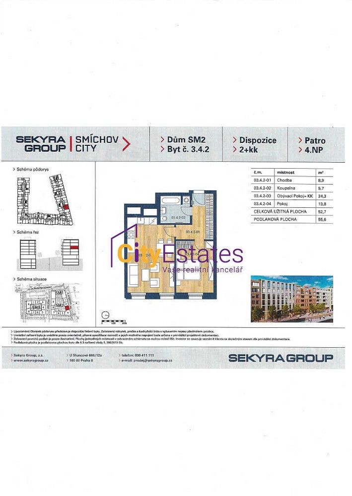 2+kk, Praha - Smíchov, okres Praha 5, Hlavní město Praha, 56 m² - 2