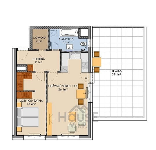 Prodej byt 2+kk - Pod Harfou, Praha 9 - Vysočany, 60 m² - 5