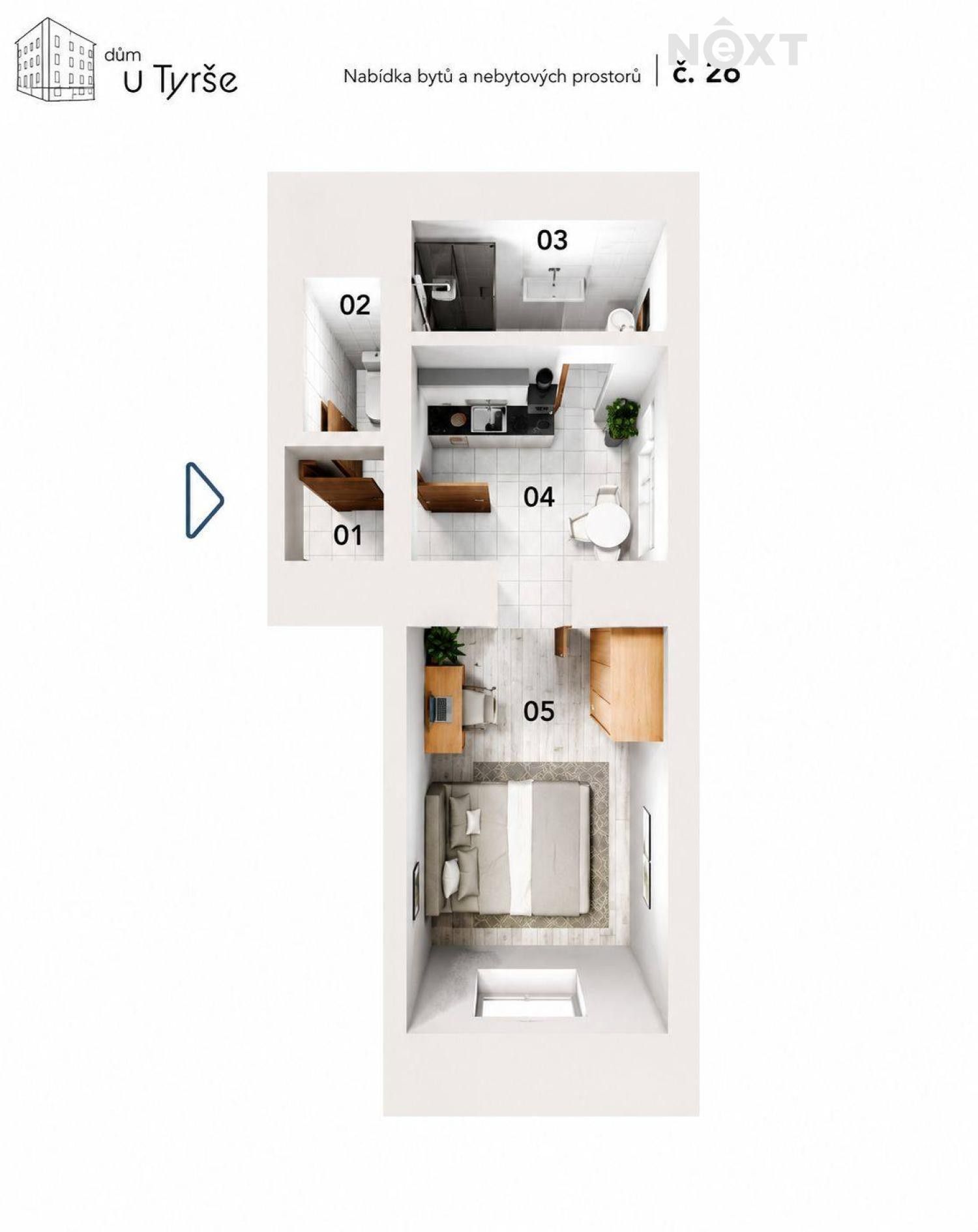 Byt 1+1 · 33 m² · U Tyrše 159, Praha Košíře - 4