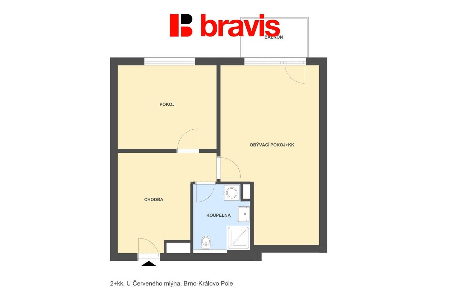 Pronájem byt 2+kk - Střední, Brno - Ponava, 56 m² - 5