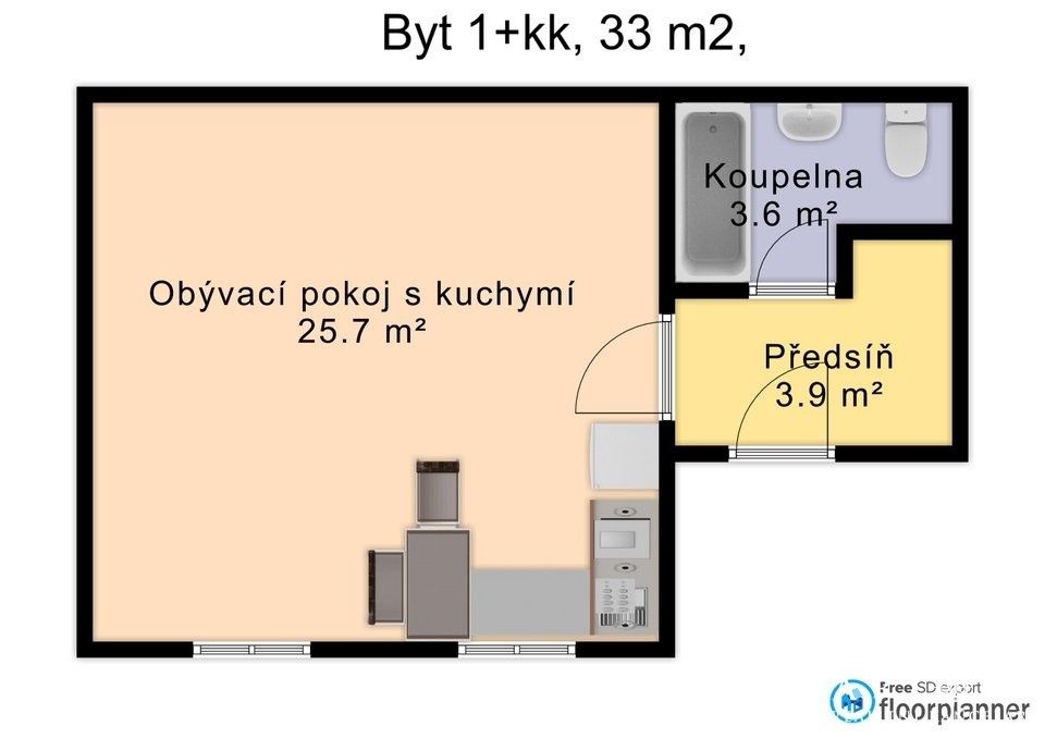 1+kk, Mostecká, Brno, 32 m² - 2