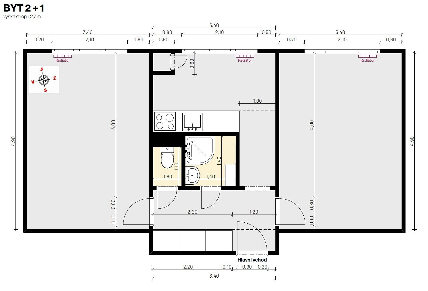 Byt 2+1 · 52 m² · Africká, Praha 6 - Vokovice - 4