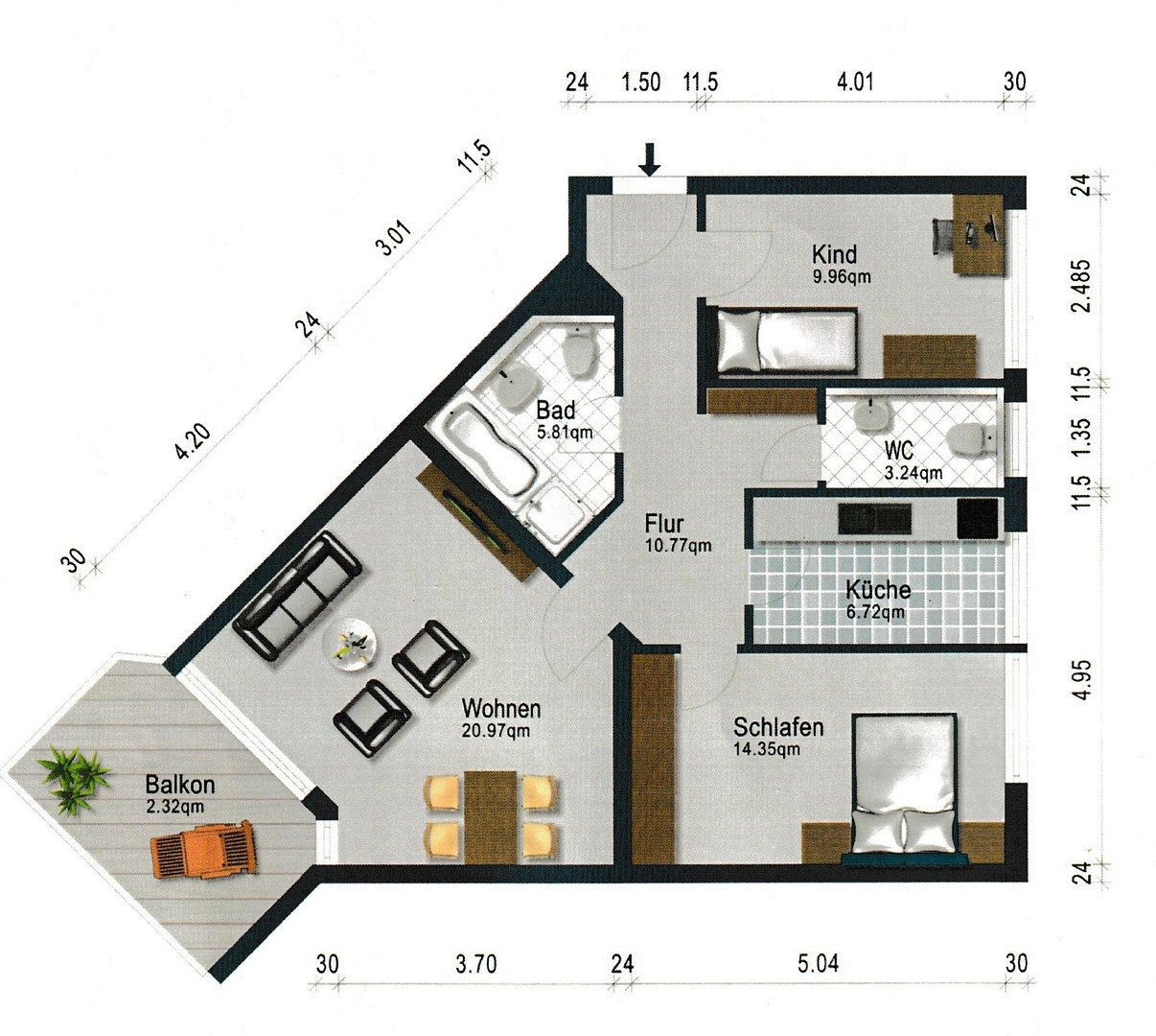 3+1, Aalenerstraße 24, , Bádensko-Württembersko, 83 m² - 1