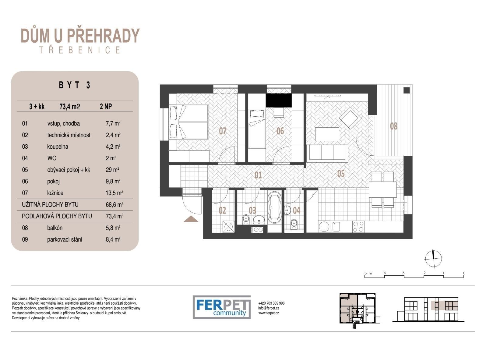 Prodej byt 3+kk - Třebenice, Štěchovice, 73 m²