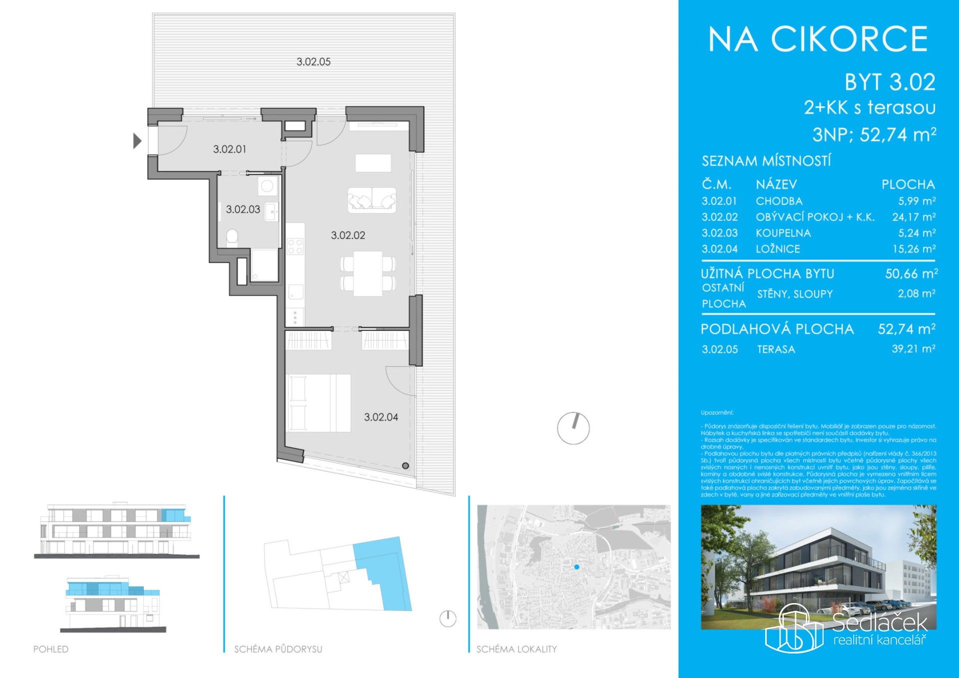 Prodej byt 2+kk - Na Cikorce, Praha, 52 m²