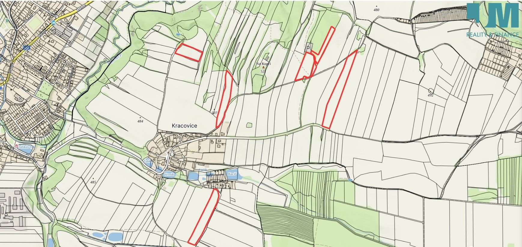 Zemědělské pozemky, Kracovice, Stařeč