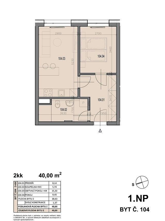 Prodej byt 2+kk - Plzeň, okres Plzeň-město, Plzeňský kraj, 40 m² - 5
