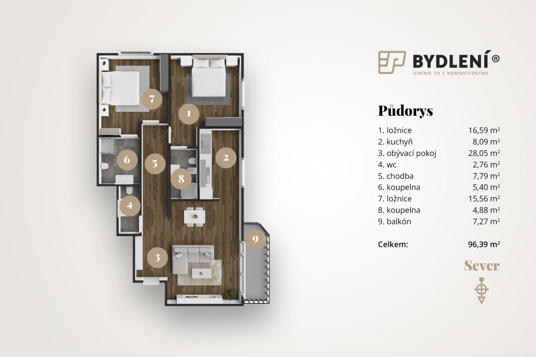 Pronájem byt 3+kk - U Nových lázní, Teplice, 100 m² - 5