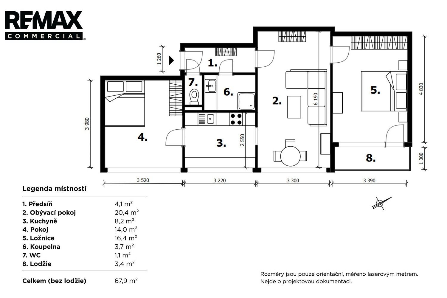 Byt 3+1 · 68 m² · U stadionu, Mladá Boleslav - Mladá Boleslav II - 3