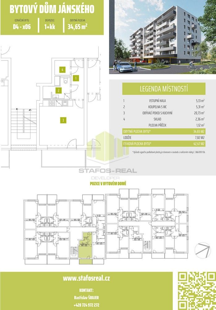 Pronájem byt 1+kk - Janského, Olomouc - Povel, 35 m² - 2
