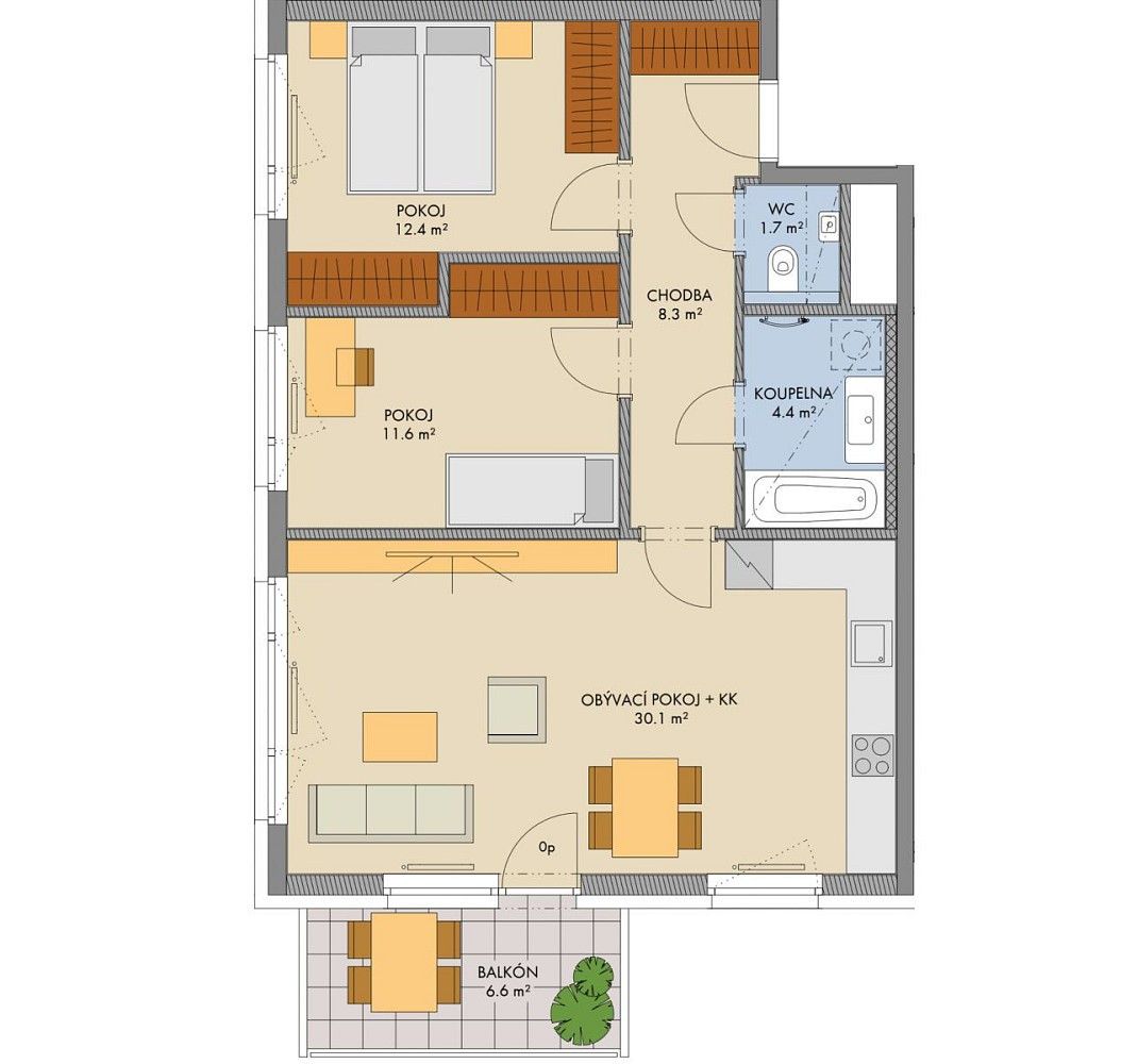 3+kk, Gollové, Praha 5 - Hlubočepy, 72 m² - 2