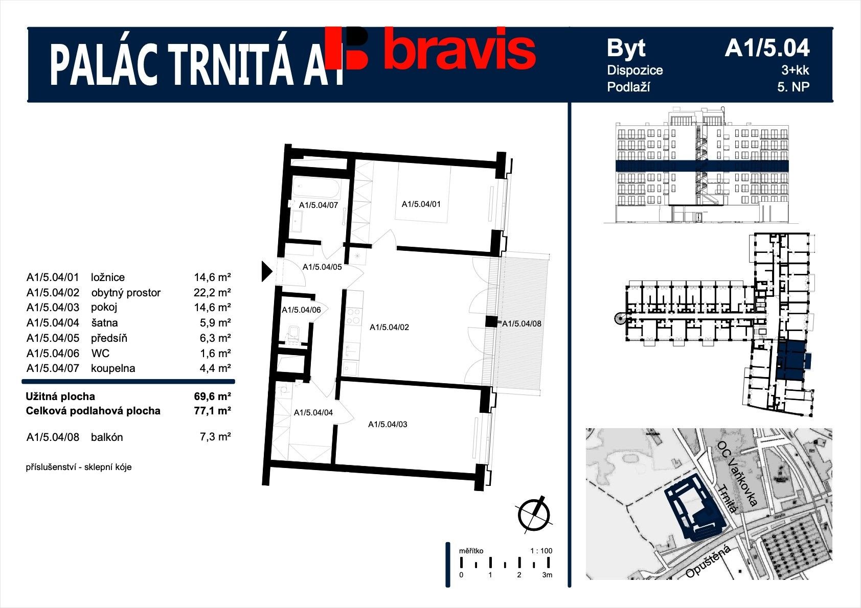 Pronájem byt 3+kk - Trnitá 542, Brno, 66 m² - 5