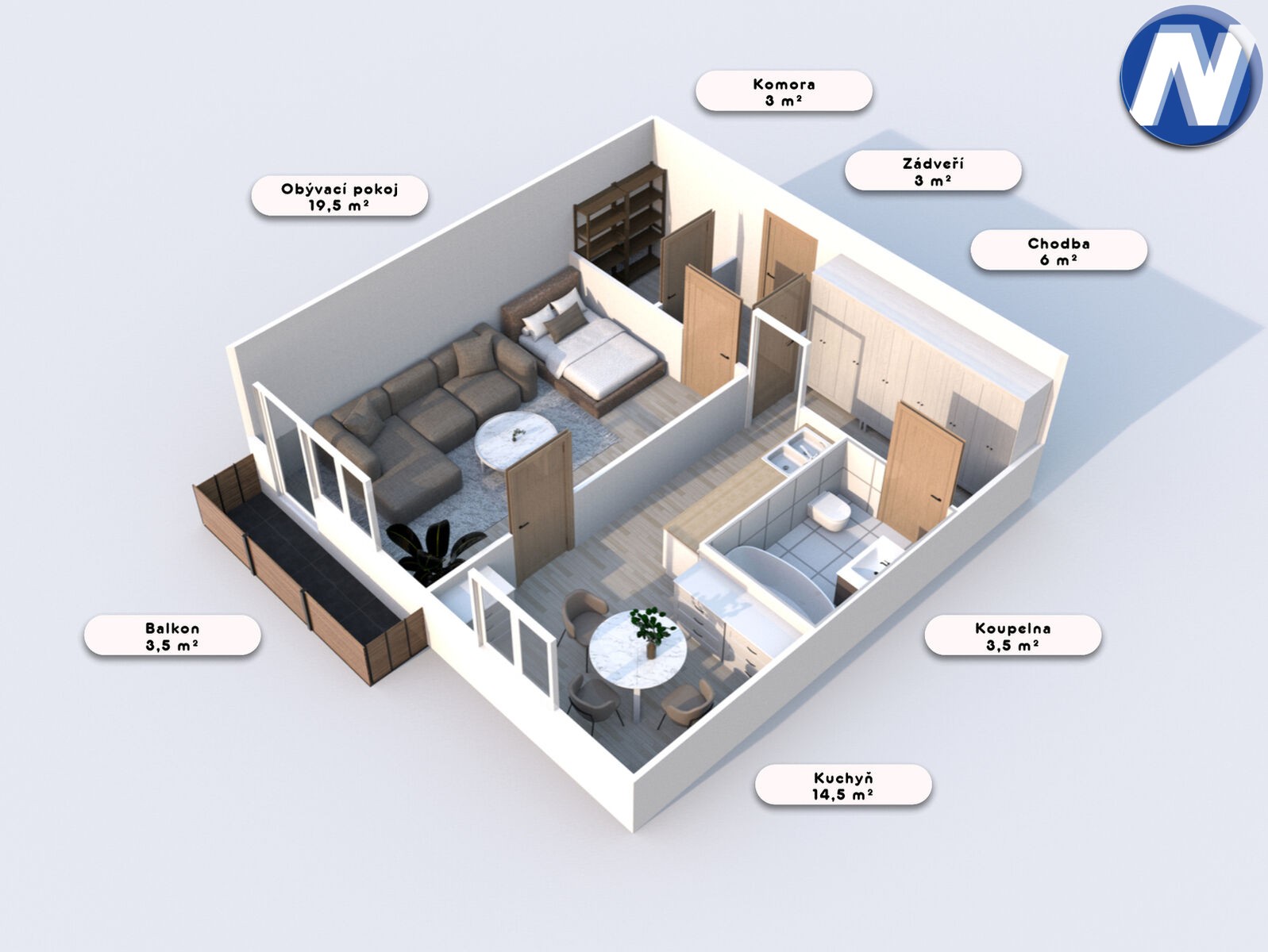 Prodej byt 1+1 - Zvolenská, Prachatice II, 53 m² - 2