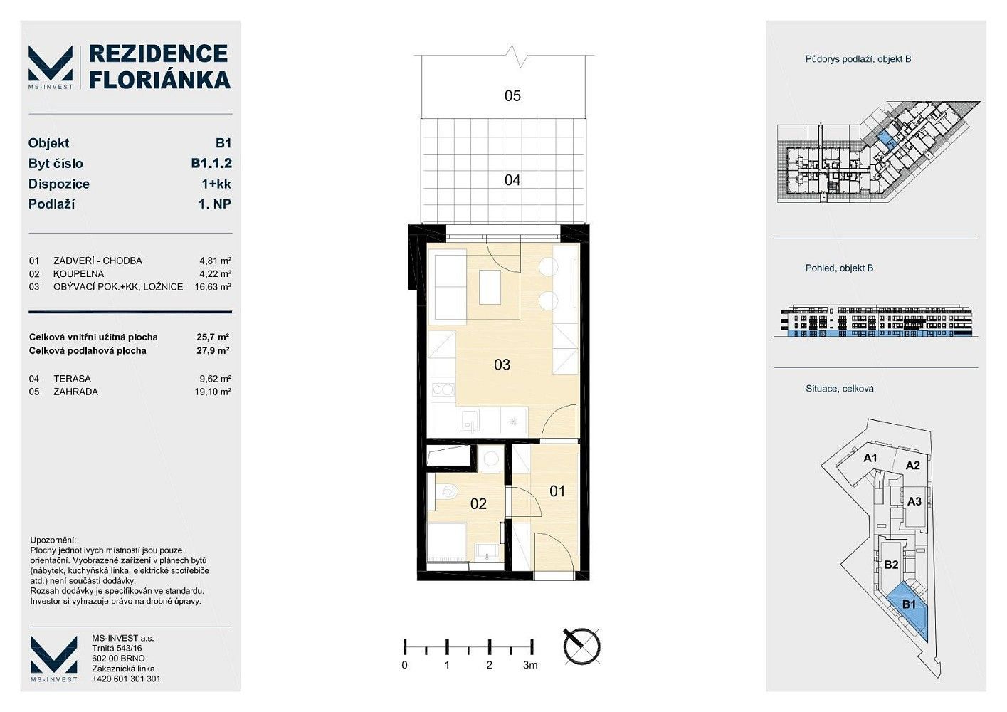 Prodej byt 1+kk - Brno - Slatina, okres Brno-město, Jihomoravský kraj, 28 m² - 5