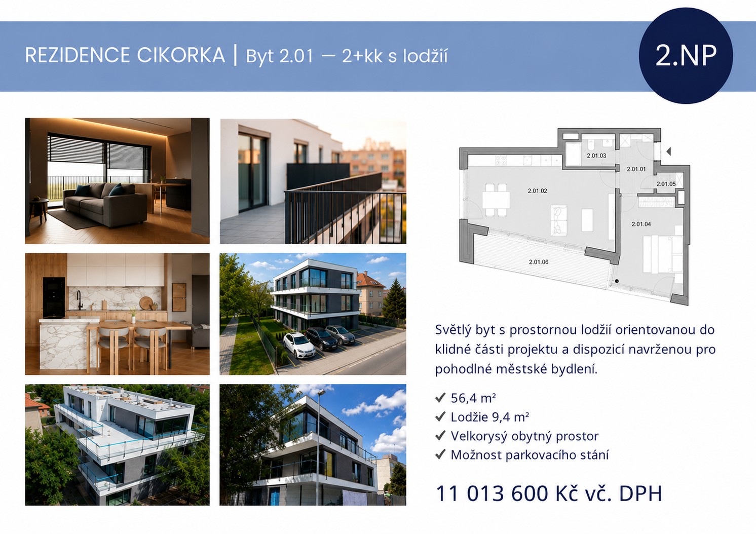 2+kk, Na Cikorce, Praha - Modřany, 56 m² - 2