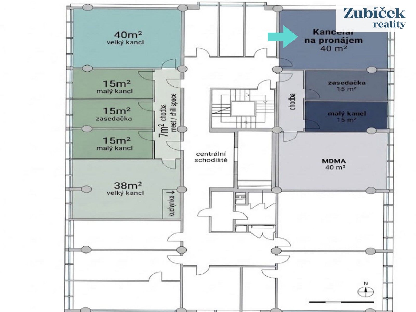Pronájem kancelář - třída Tomáše Bati, Zlín Louky, 15 m² - 5