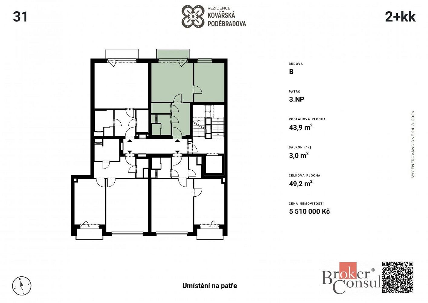 Byt 2+kk · 49 m² · Poděbradova, Plzeň - Jižní Předměstí - 4