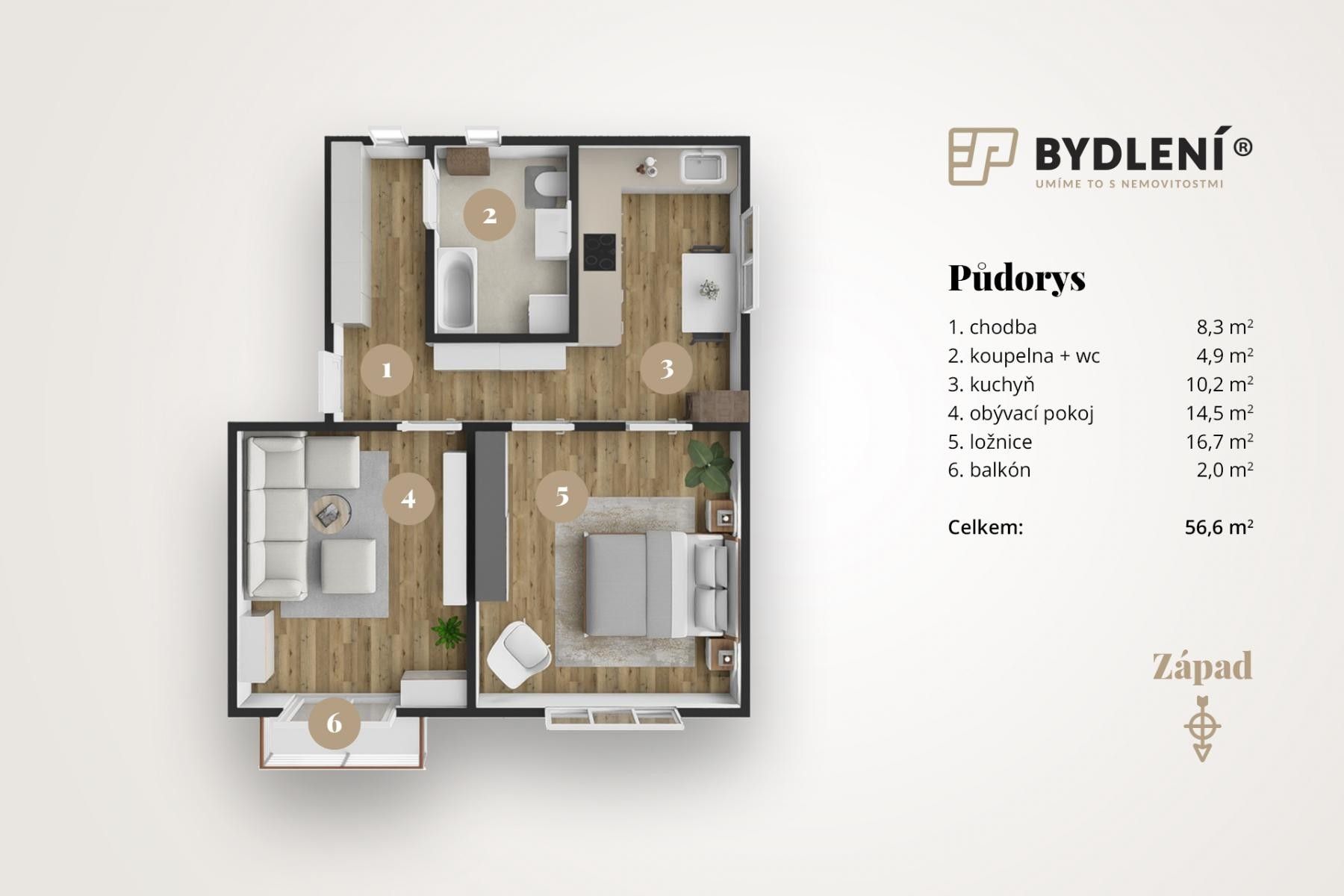 Prodej byt 2+1 - 5. května, Bílina, 55 m² - 5