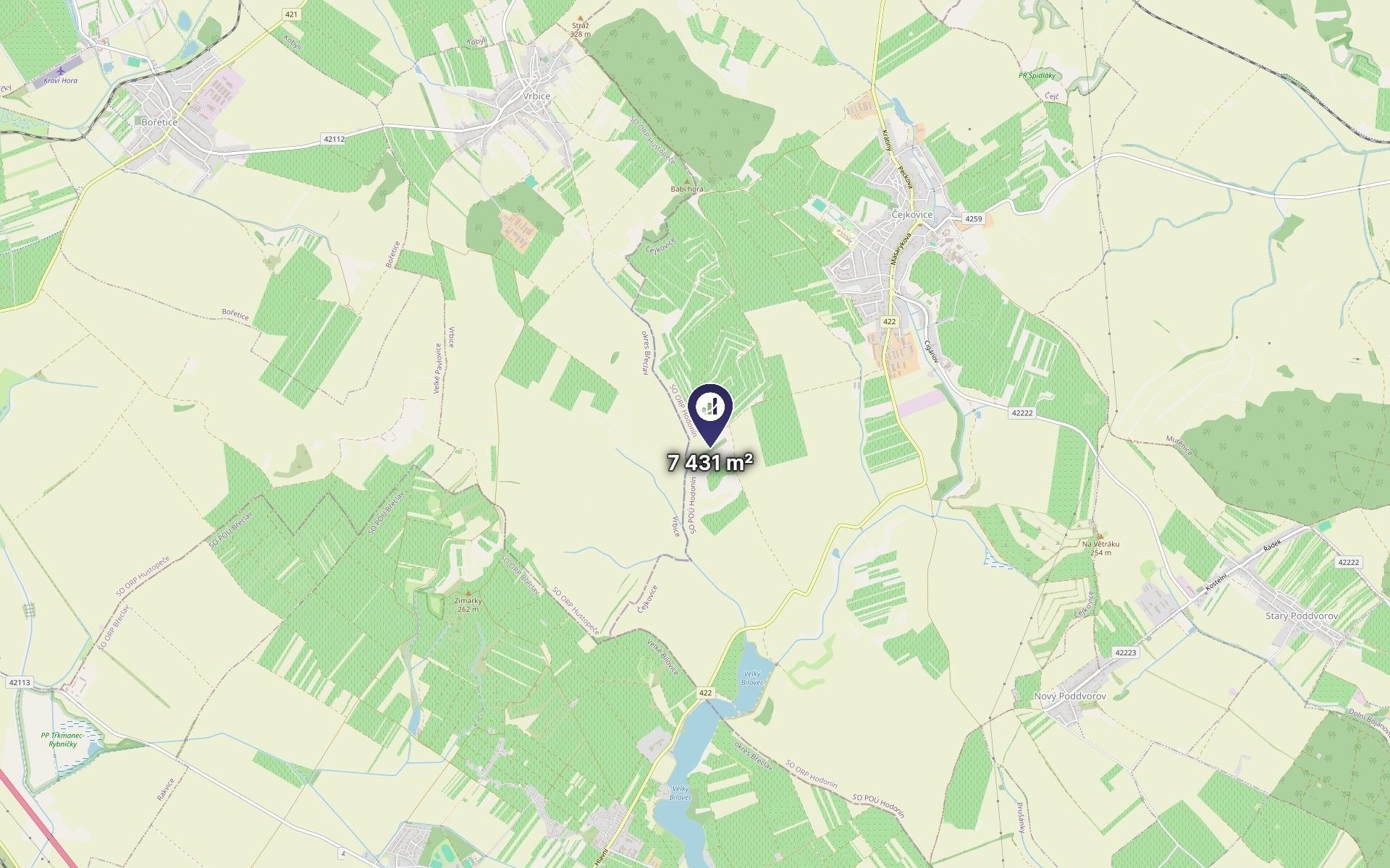 Pozemek · 7 431 m² · Čejkovice - 3