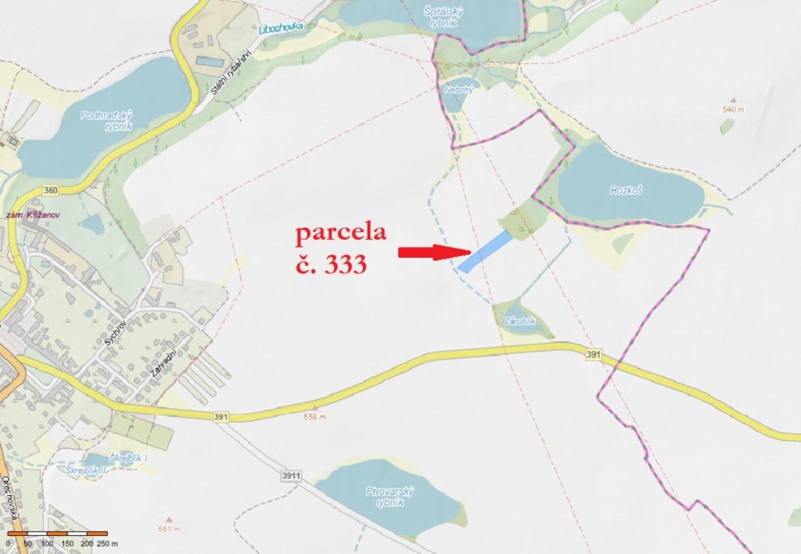 Zemědělské pozemky, Zámek 1, Křižanov, 18 722 m² - 2