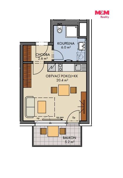 Byt 1+kk · 30 m² · Honzíkova, Praha - 4