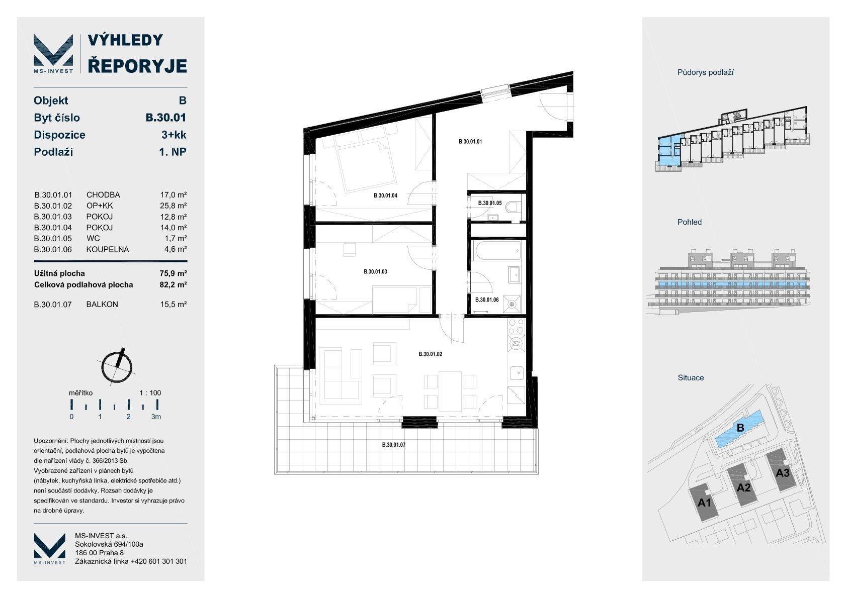 Byt 3+kk · 76 m² · Jáchymovská  , Praha Řeporyje - 4