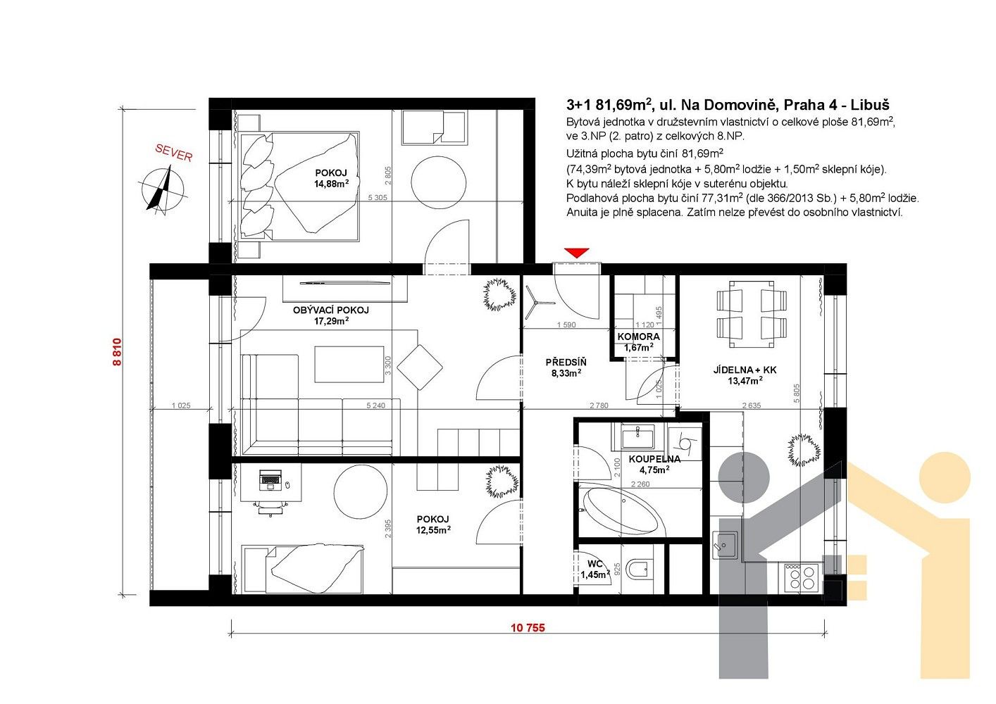Byt 3+1 · 80 m² · Na domovině, Praha 4 - Libuš - 3