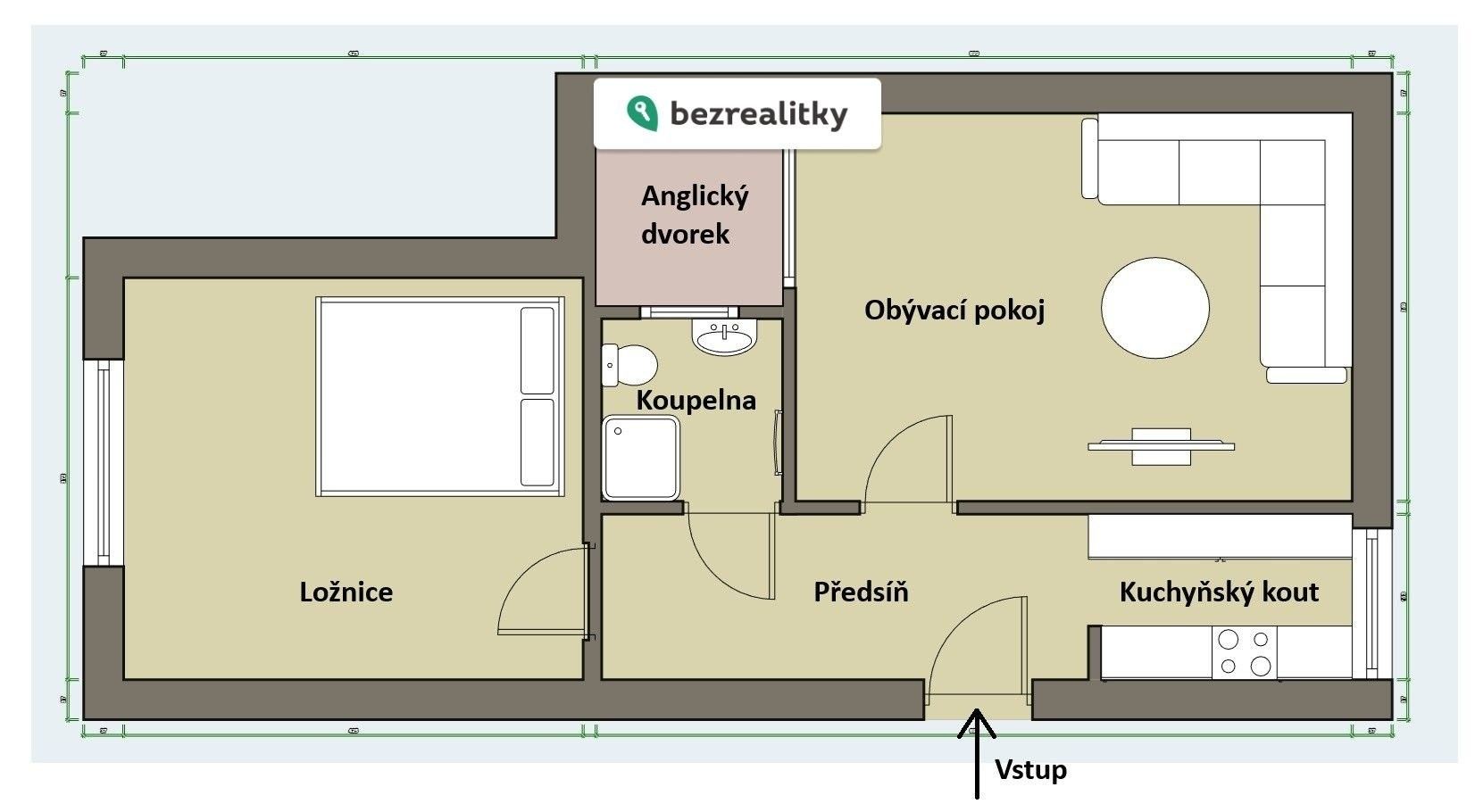 Prodej byt 2+1 - Nuselská, Praha, 46 m²