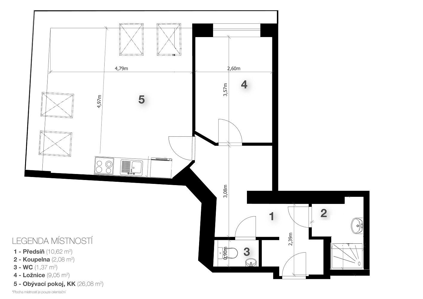 2+kk, Žerotínova, Praha 3 - Žižkov, 51 m² - 2