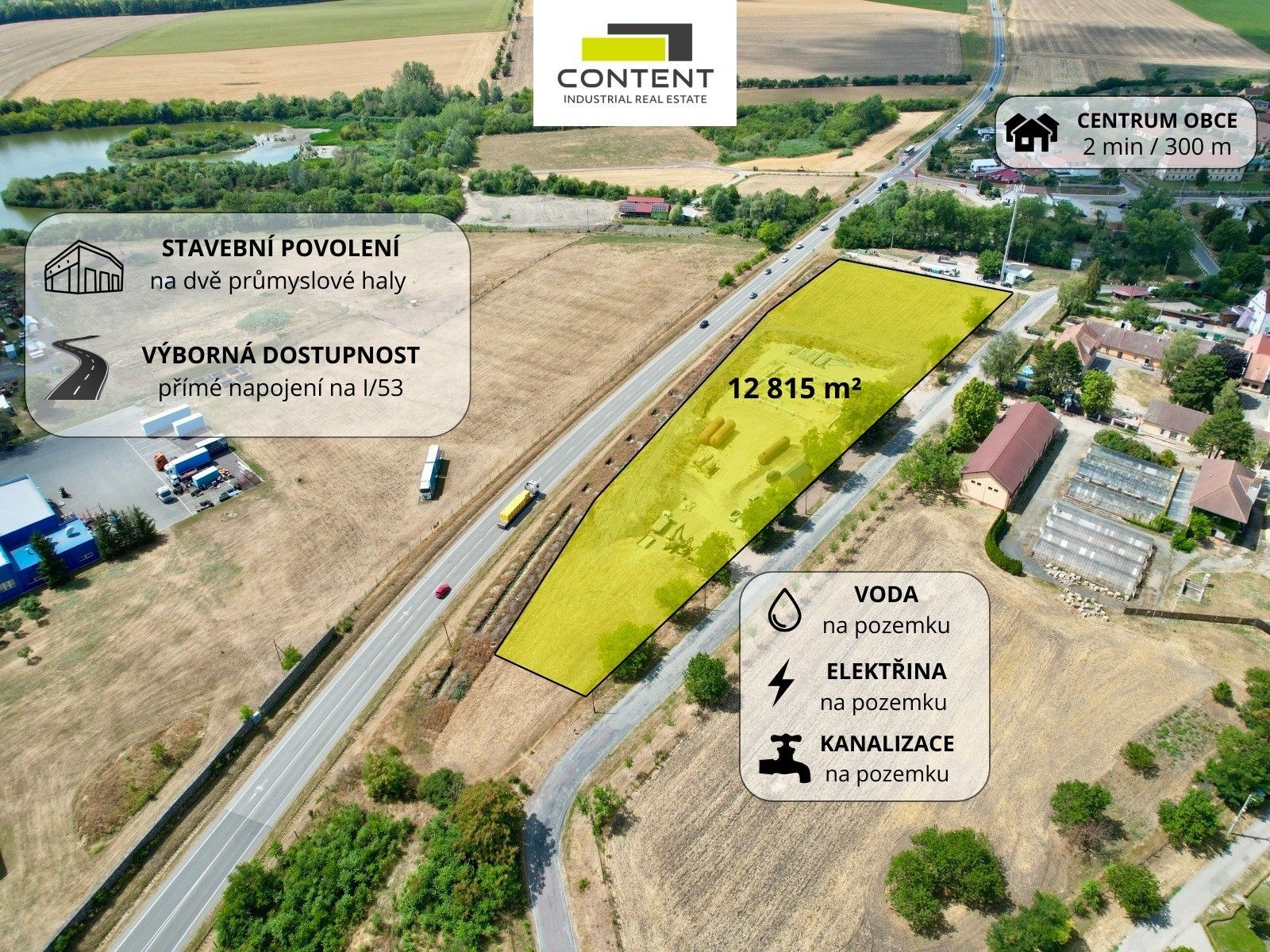 Komerční pozemky, Branišovice, 12 815 m² - 2