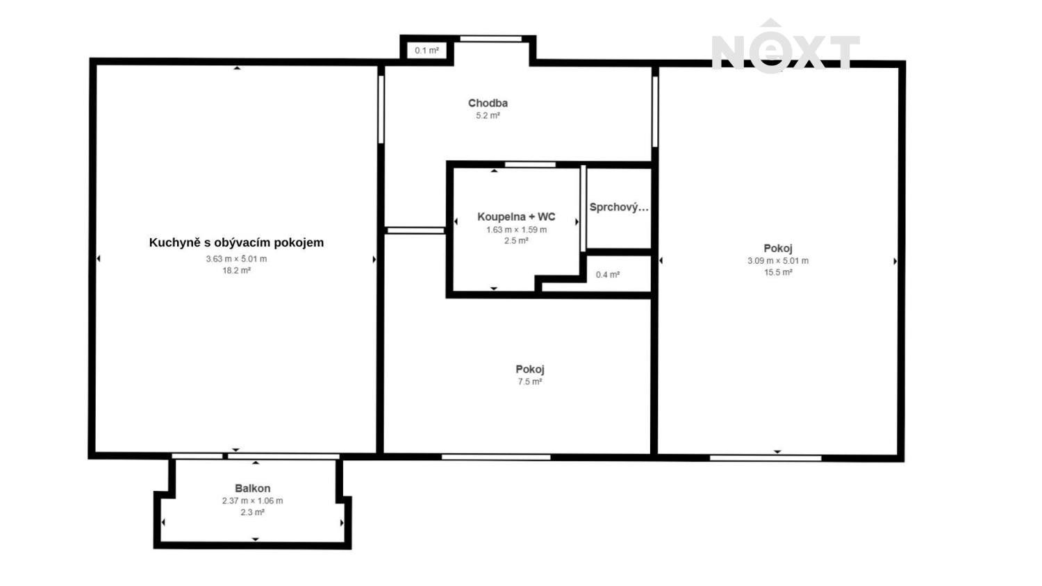 Prodej byt 3+kk - 1. máje, Most, 50 m²
