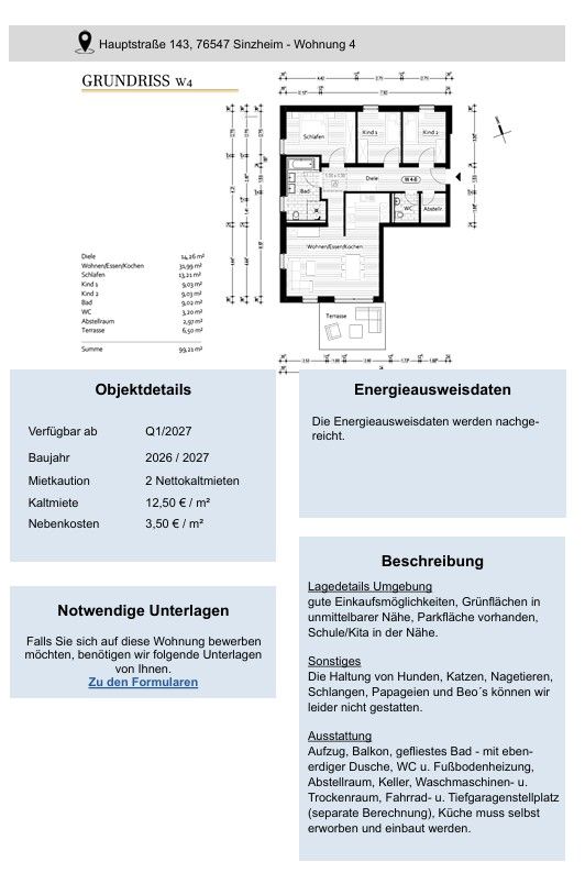 4+1, Hauptstr. 143, , Bádensko-Württembersko, 100 m² - 1