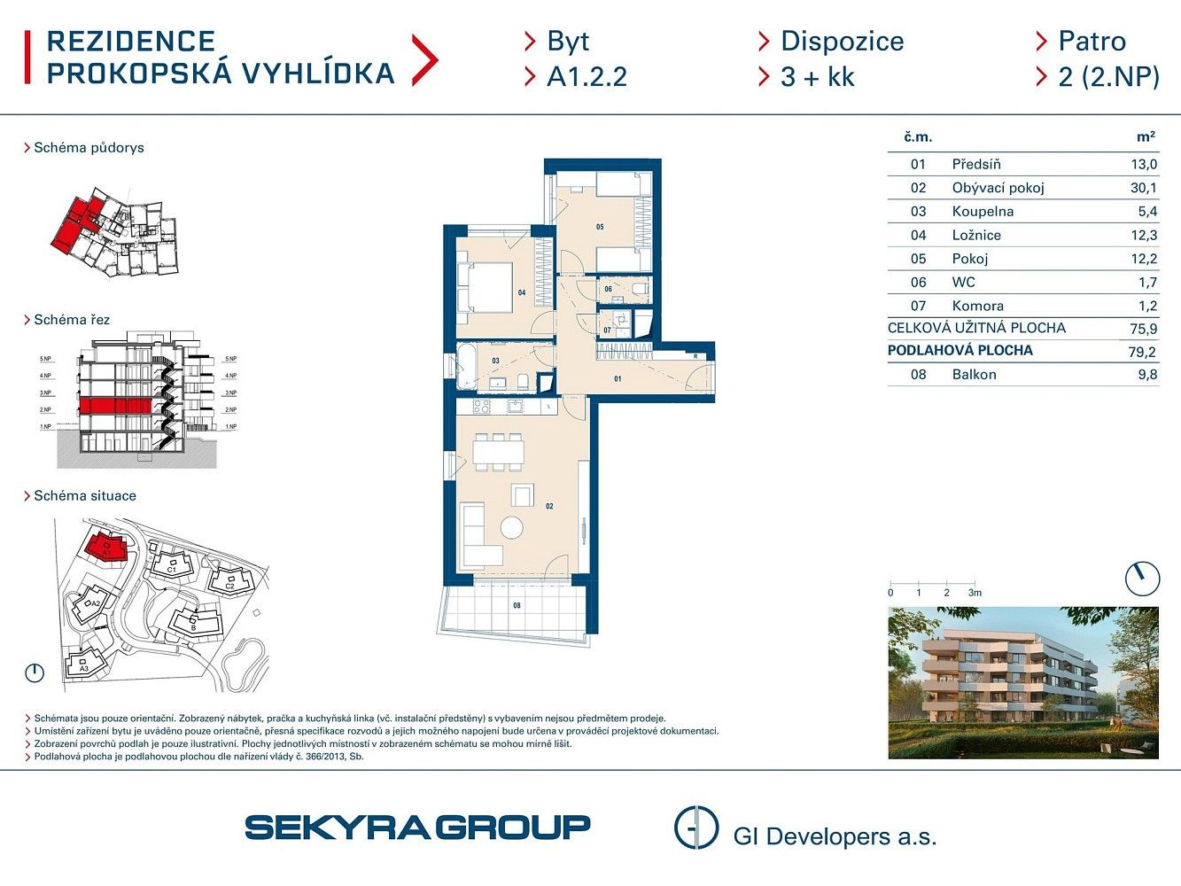 3+kk, Radlická, Praha 5 - Jinonice, 76 m² - 2