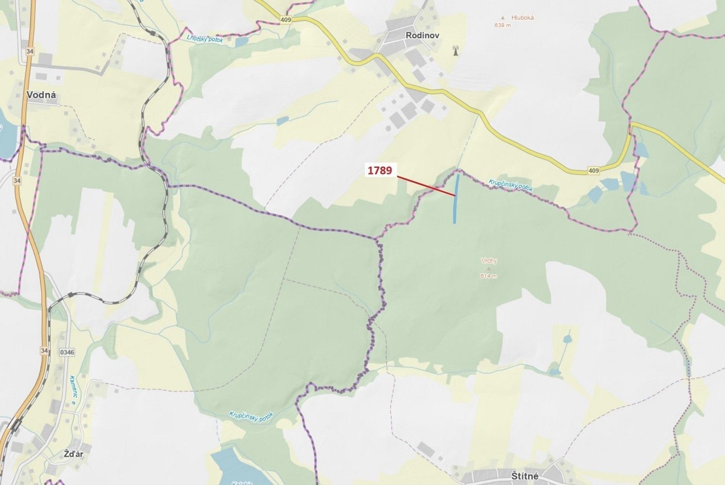 Prodej les - Rodinov, okres Pelhřimov, Kraj Vysočina - 1