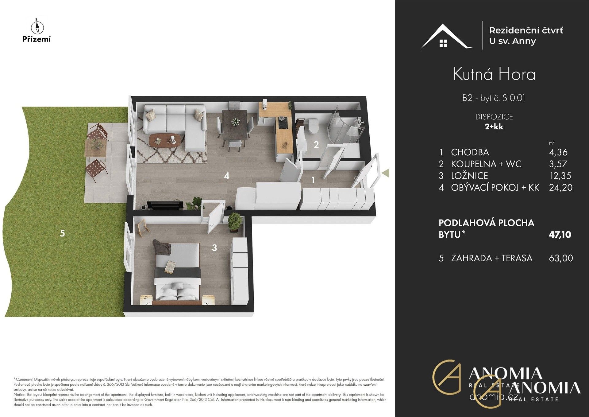 2+kk, Plk. Loudy, Kutná Hora Žižkov, 47 m² - 2