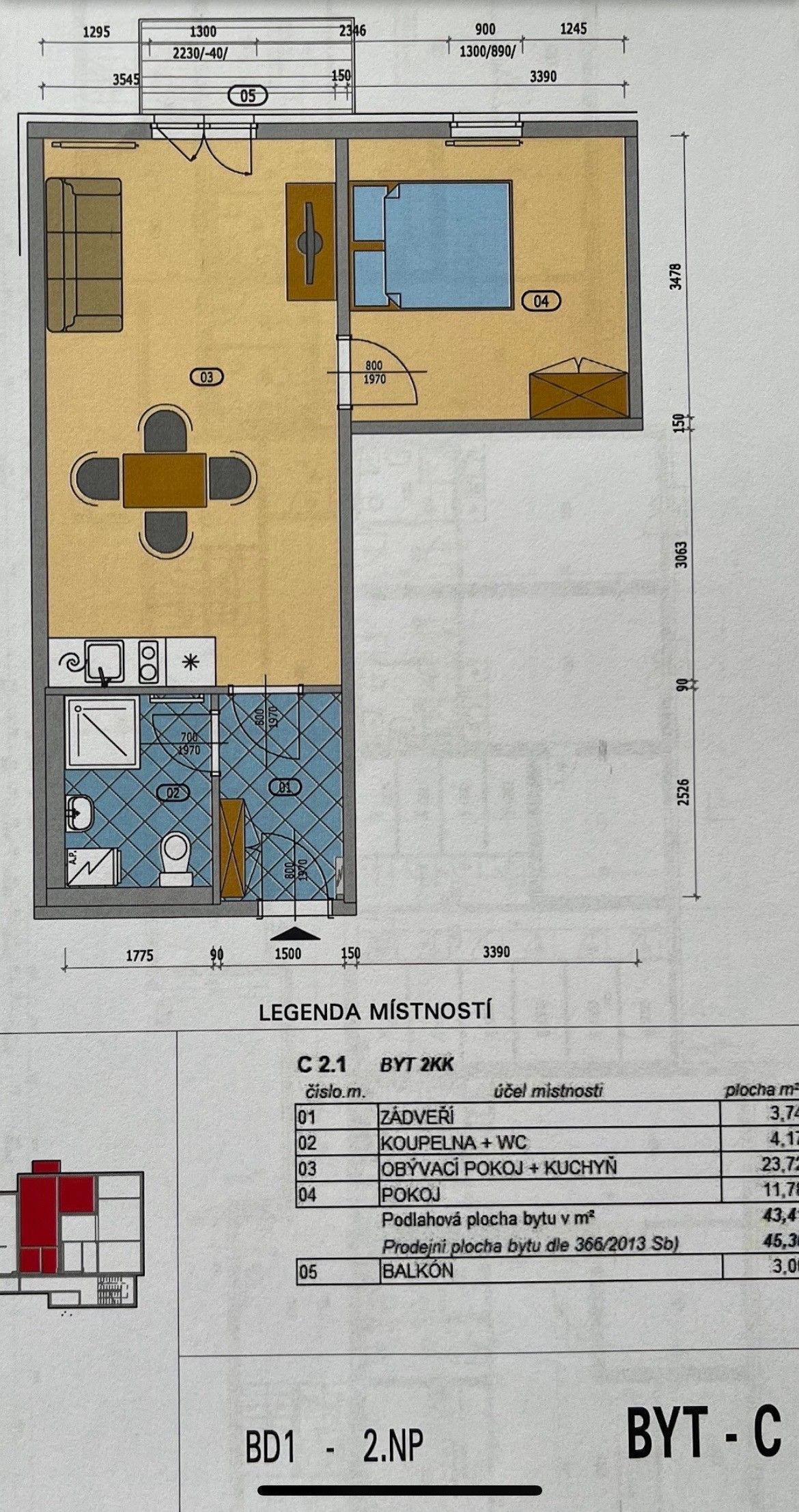 Pronájem byt 2+kk - Za Penzionem , Mohelnice, 48 m²