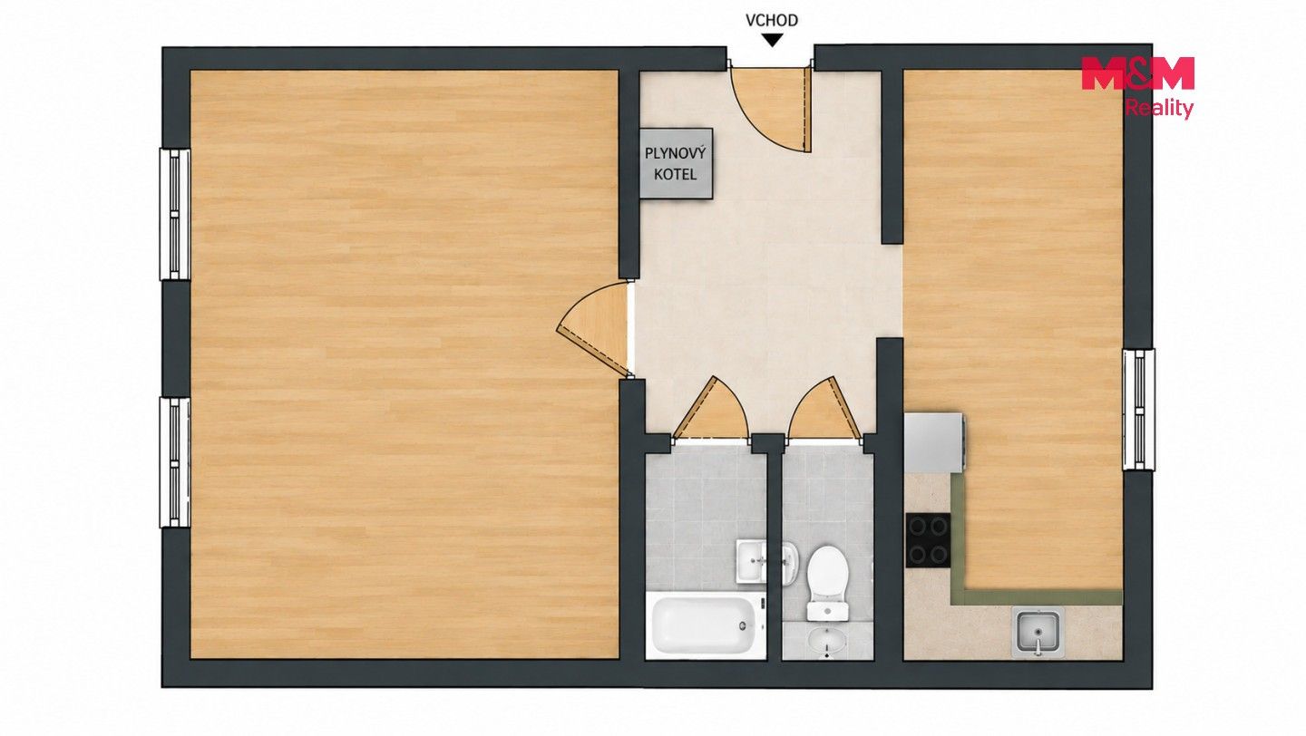 1+1, J. z Poděbrad, Děčín, 47 m² - 2
