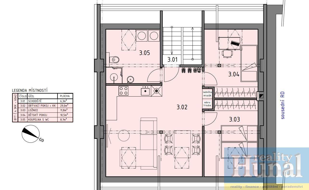 Pronájem byt 3+kk - Rynárecká, Pelhřimov, 60 m² - 2