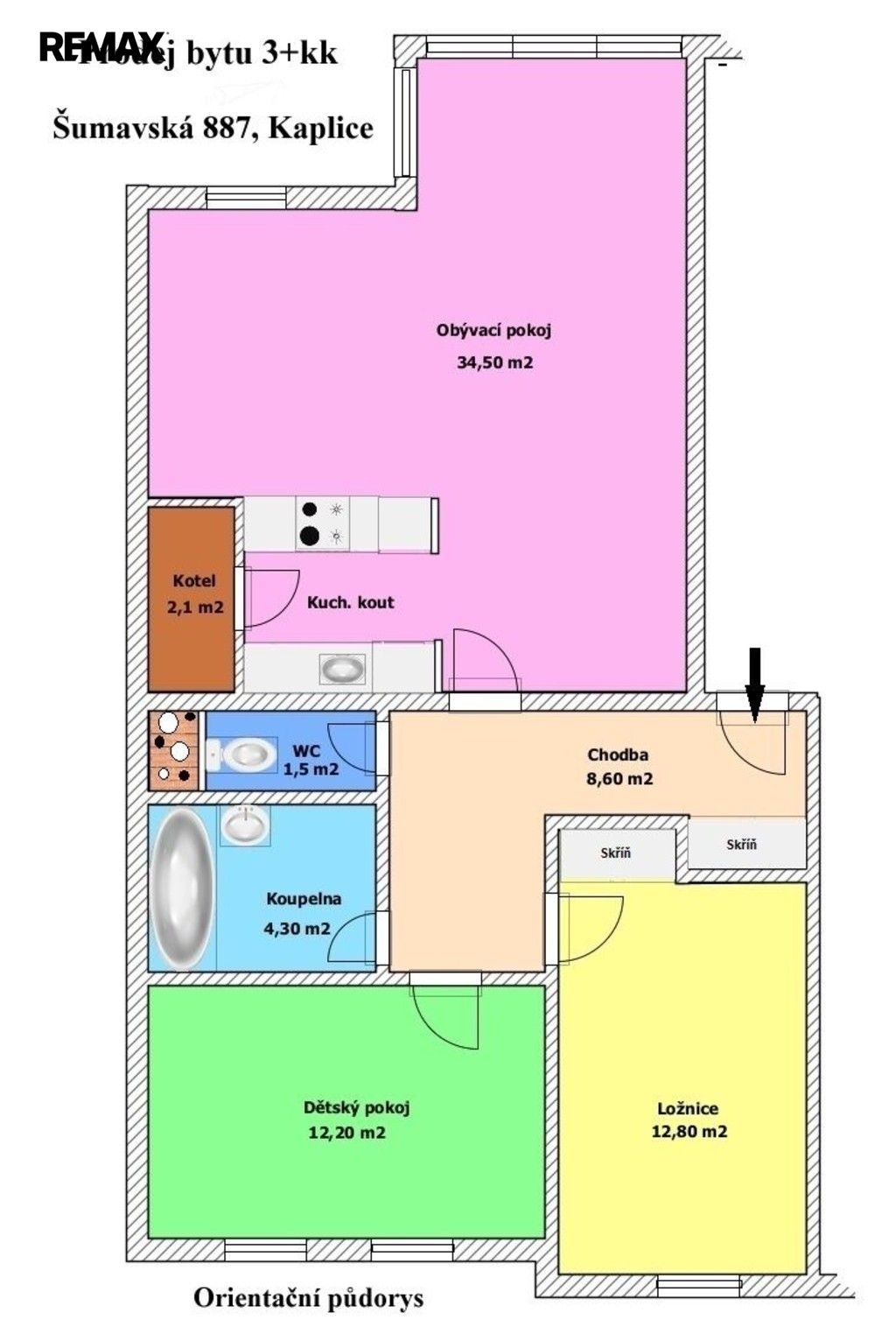 Byt 3+kk · 80 m² · Šumavská 887, Kaplice - 3