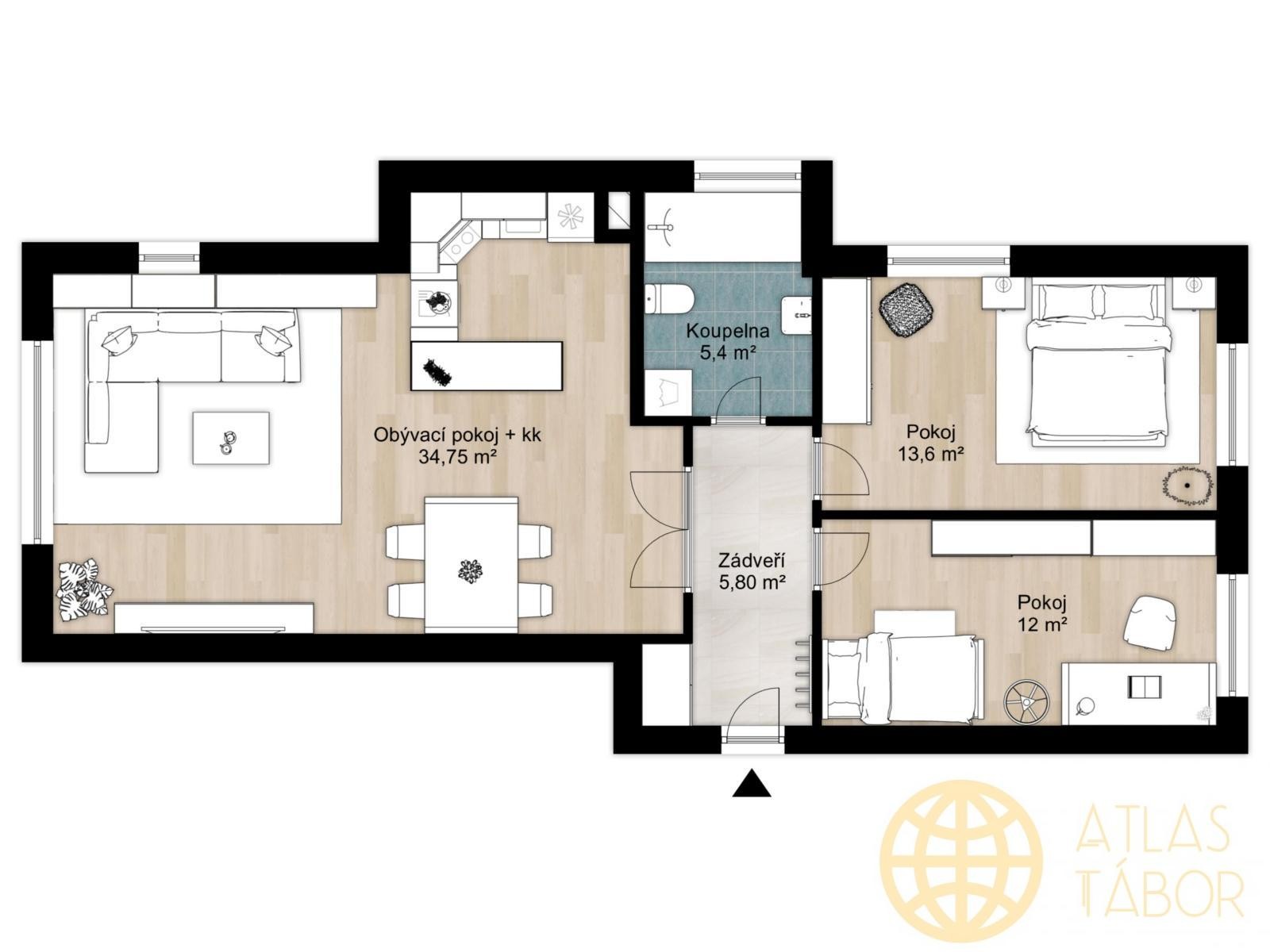 Byt 3+kk · 77 m² · Janáčkova, Tábor - 3