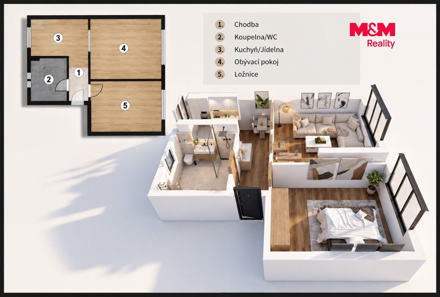 Byt 2+1 · 56 m² · Třída Míru, Beroun - 3