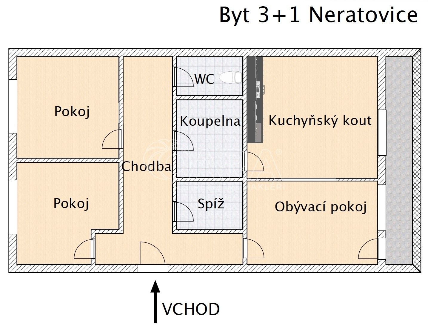 Prodej byt 3+1 - Za Jednotou, Neratovice, 68 m²