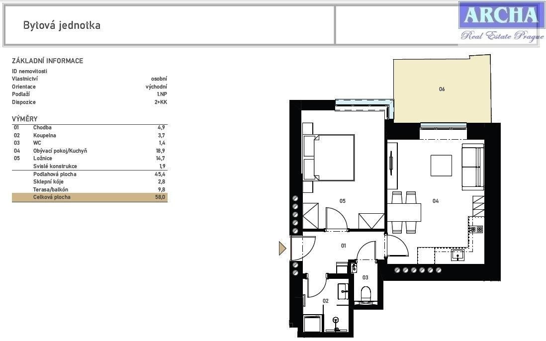 Prodej byt 2+kk - Patočkova, Praha, 58 m²