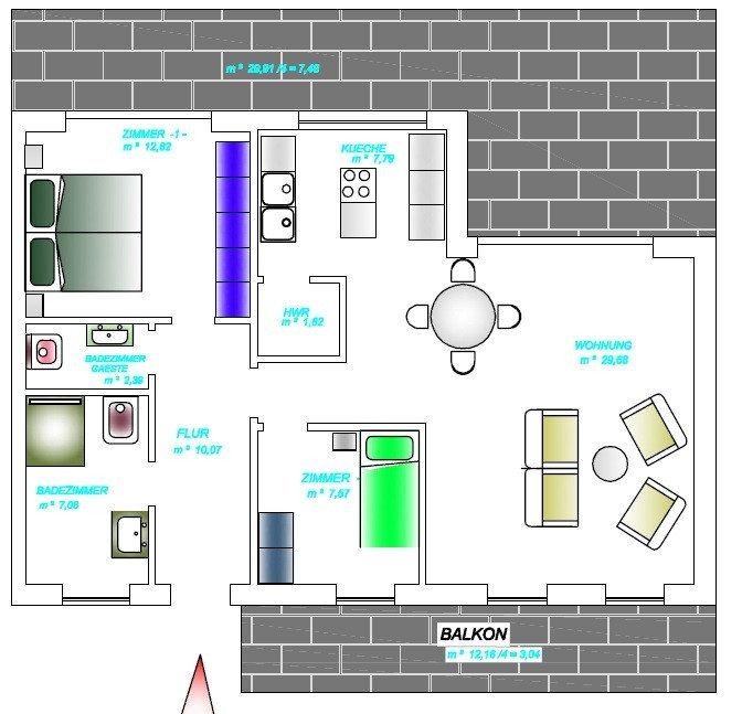 3+1, , Severní Porýní-Vestfálsko, 96 m² - 2