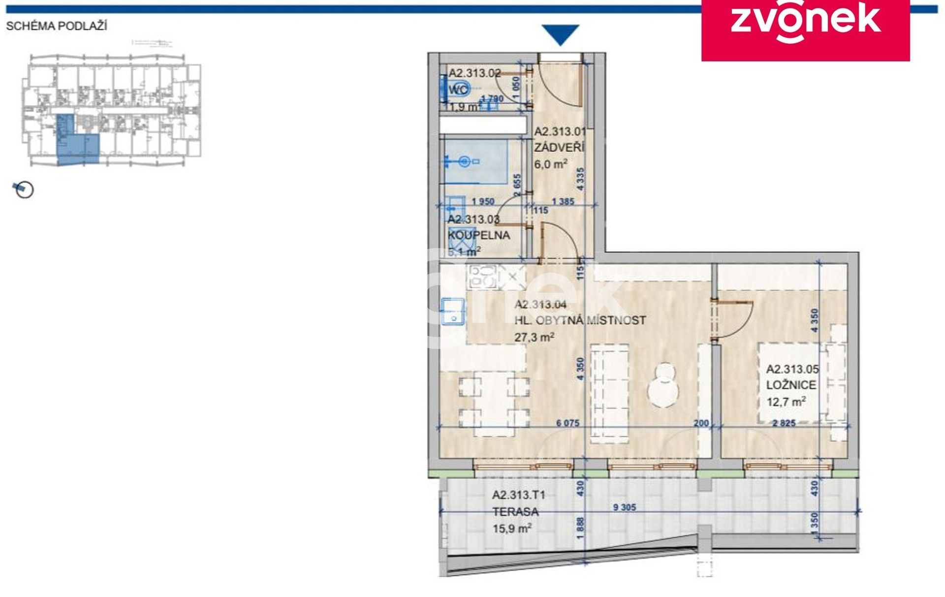 Byt 2+kk · 55 m² · Komárovská, Brno Komárov - 3